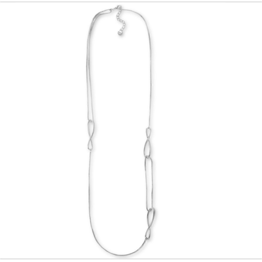 NWT Alfani Silver-Tone Twist Station Strand Necklace, 42" + 2" Extender